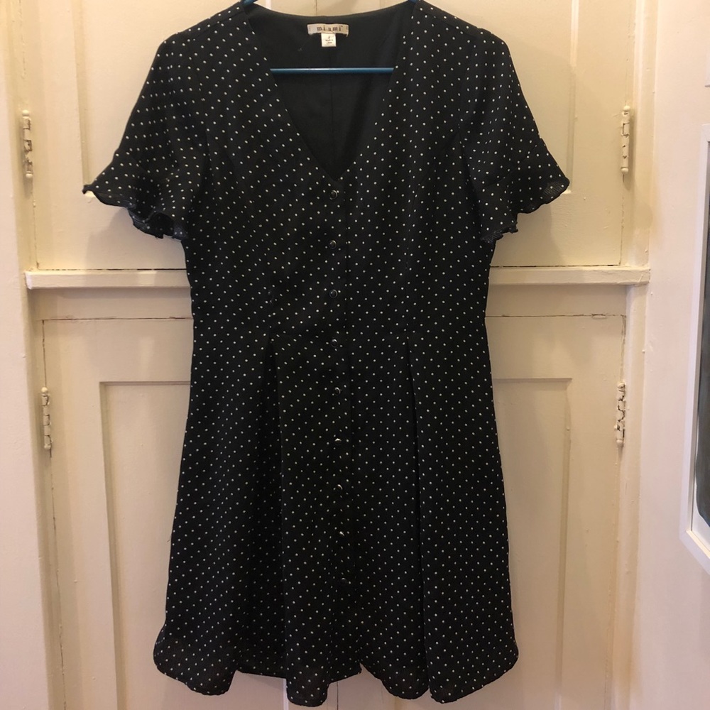 Francesca’s Brittany black polka dot dress